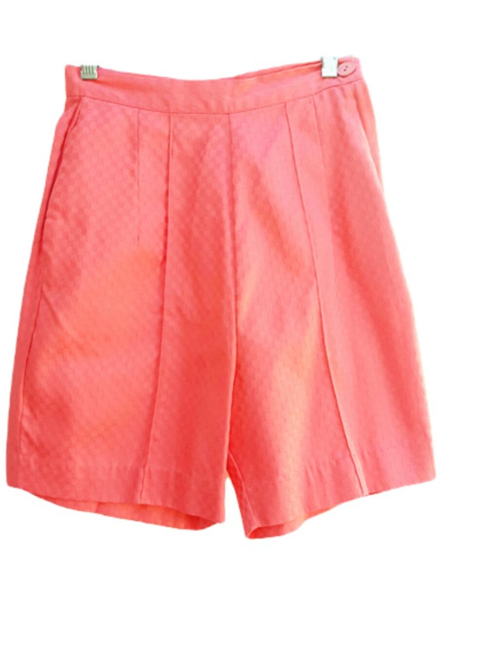 1960s True Vintage Coral Peach Cotton Longer Length Shorts High Waisted Unworn